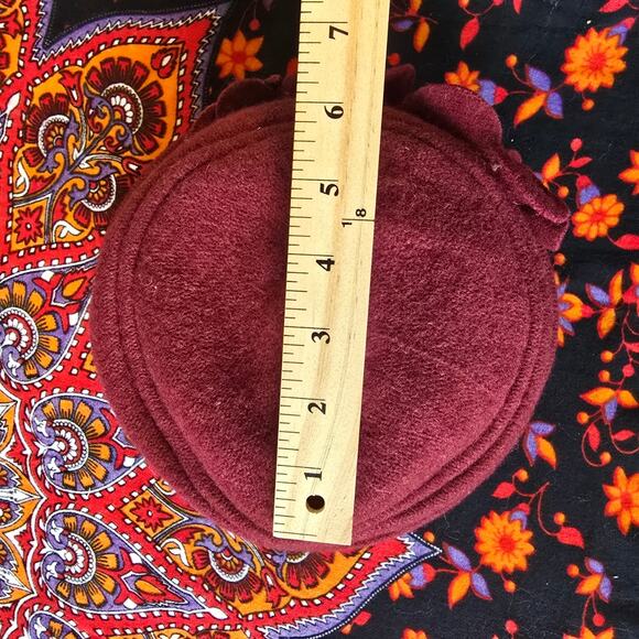 100% wool wine/burgundy box hat with wired brim and wool flowers - Picture 6 of 7
